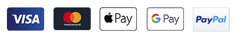 We accept Visa, Mastercard, Apple Pay, Google Pay and PayPal